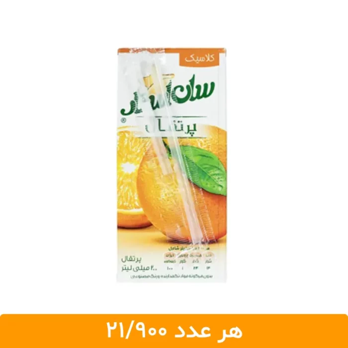 آبمیوه پاکتی پرتقال سان استار - 18 عددی