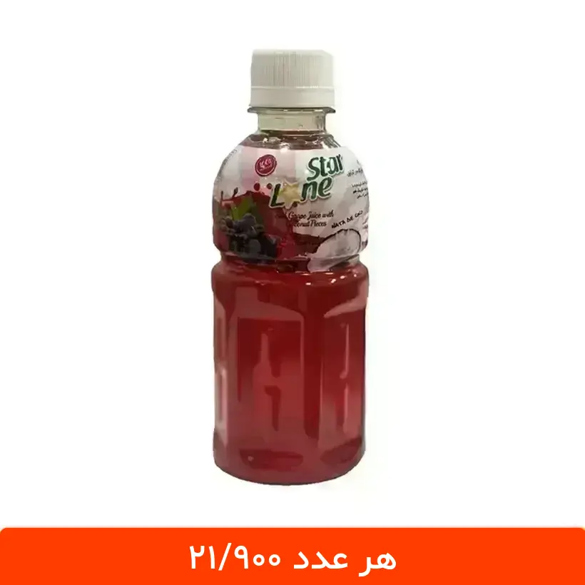 lunestar-angoor آبمیوه انگور با تکه های نارگیل لون استار 12 عددی- طرح موگو موگو