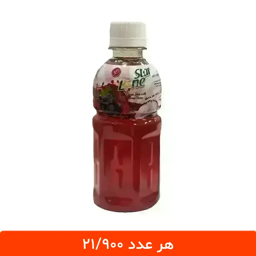 lunestar-angoor آبمیوه انگور با تکه های نارگیل لون استار 12 عددی- طرح موگو موگو